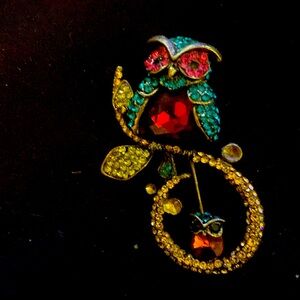 Vintage Mother and baby owl Brooch